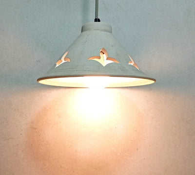 מנורה תלויה, גוף תאורה תלוי תקרה, אהיל לתקרה-בחימר חשוף דמוי אבן