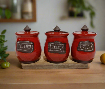 סט קפה, תה וסוכר באדום