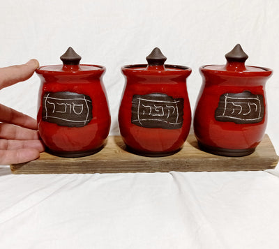 סט קפה, תה וסוכר באדום