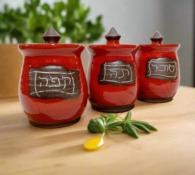 סט קפה, תה וסוכר באדום