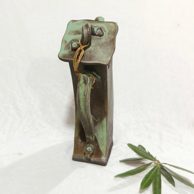 קומקומון נטוי לשמן זית בטורקיז מעושן מט