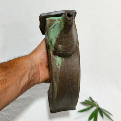 קומקומון נטוי לשמן זית בטורקיז מעושן מט