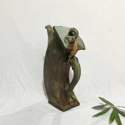 קומקומון נטוי לשמן זית בטורקיז מעושן מט