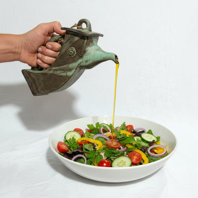 קומקומון נטוי לשמן זית בטורקיז מעושן מט