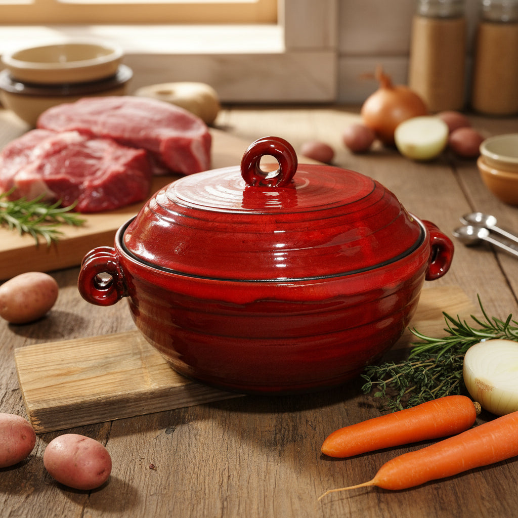 קדירה, סיר באדום,  2.5 ליטר, לבישול בתנור / מיקרוגל