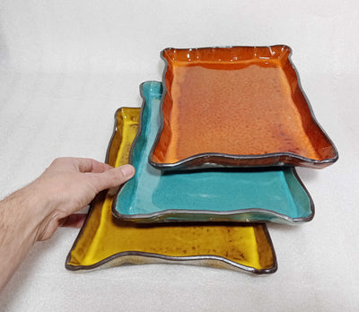 מגש מלבני,23X33, בחרדל, כתום או כחול לבחירה