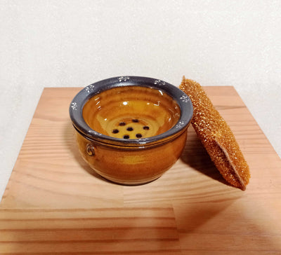 כלי לספוגית עם צלוחית/ ספוגית כלים בצהוב חרדלי