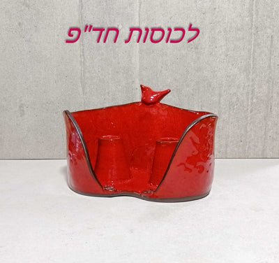 מתקן לכוסות חד פעמי, מעמד לכוסות פלסטיק כפול באדום