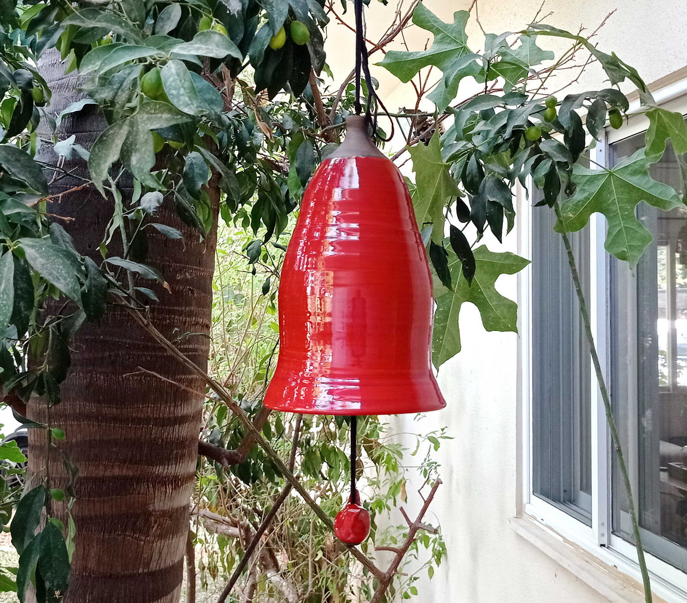 פעמון רוח ענק באדום/28 ס"מ