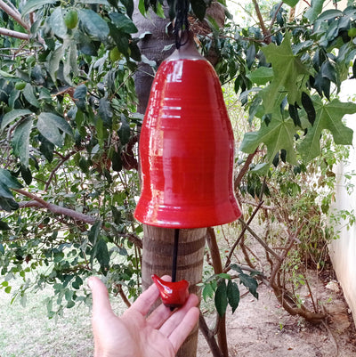 פעמון רוח ענק באדום/28 ס"מ