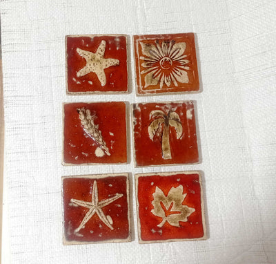 אריחים,10/10,  אריחי קרמיקה, כתום כהה, בתבליטים שונים לבחירה