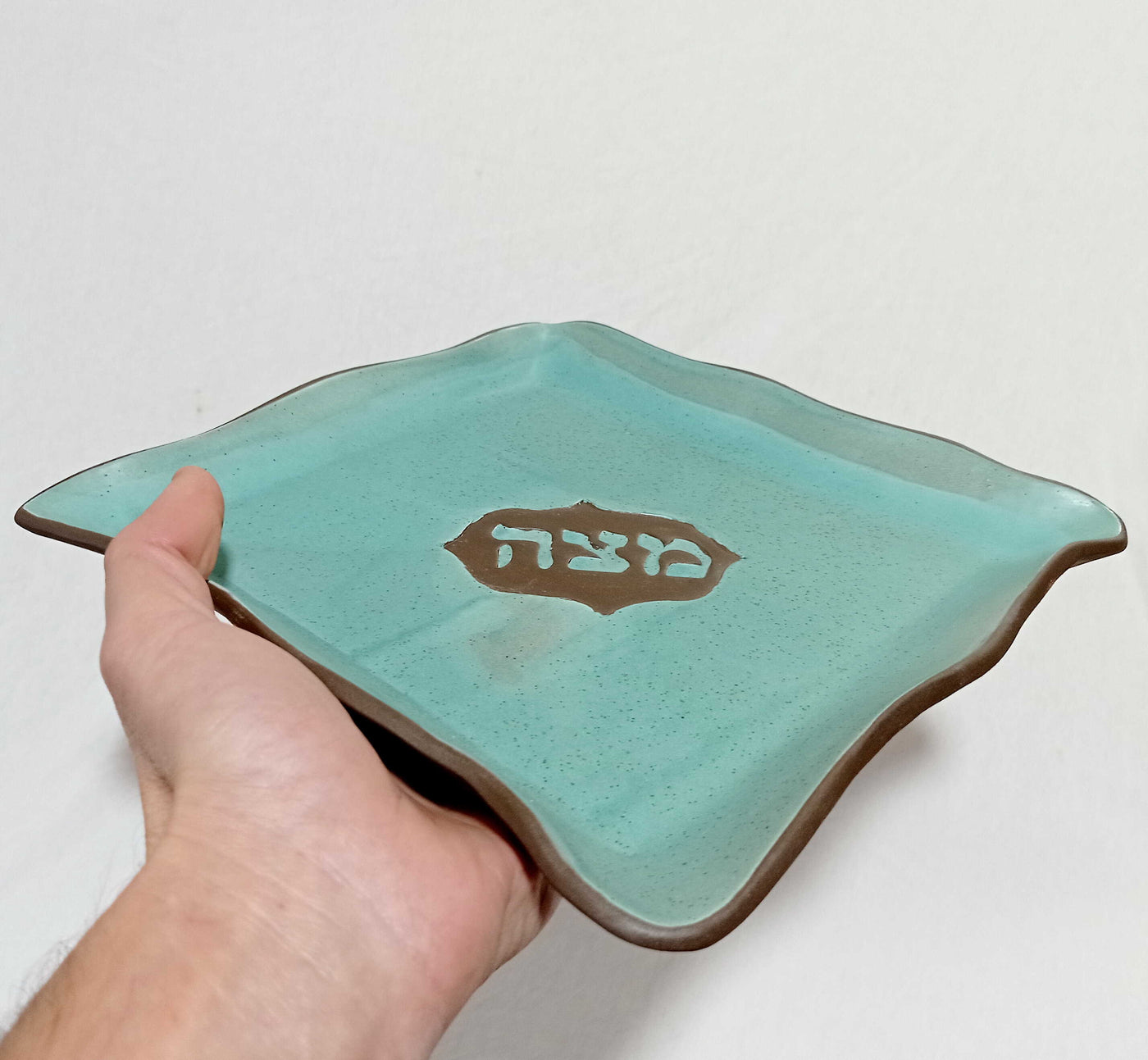 כלי למצות, מגש למצה, טורקיז חצי מט