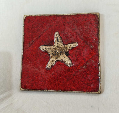 אריח קרמיקה 15X15-אדום בורדו תבליט כוכב