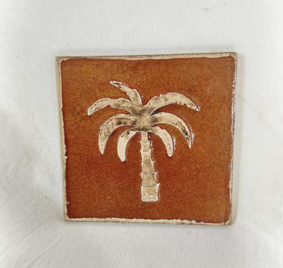 אריח קרמיקה 20X20-כתום כהה תבליט עץ דקל