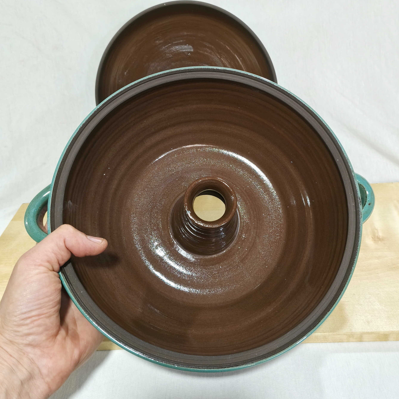 סיר קרמיקה לאידוי ירקות, קדירת אידוי גדולה , בכחול