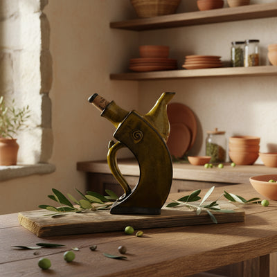 קומקומון רבוע נטוי בגוון חרדלי מעושן