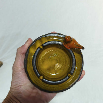 מאפרה עגולה צהובה  עם ציפור