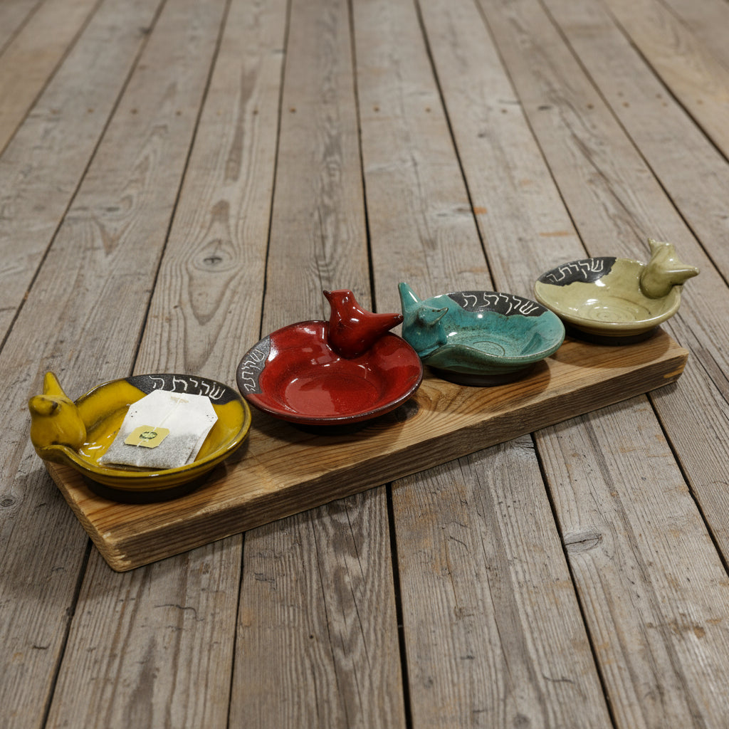 כלי לשקית תה, עם ציפור, במבחר צבעים