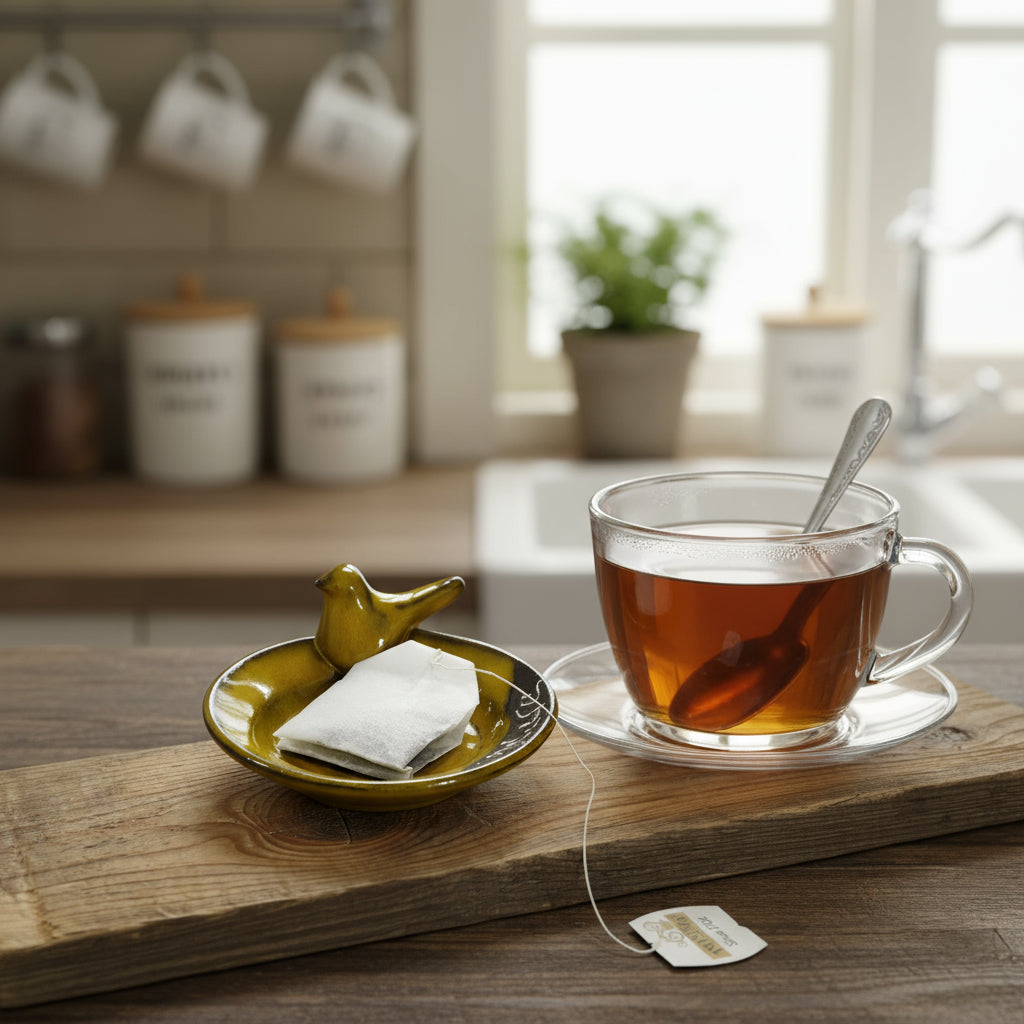 כלי לשקית תה, עם ציפור, במבחר צבעים