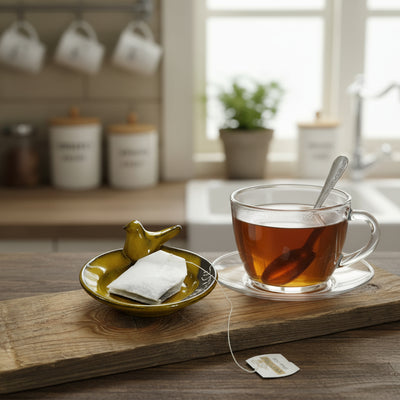 כלי לשקית תה, עם ציפור, במבחר צבעים