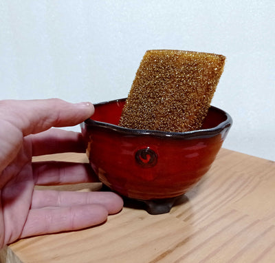 כלי לספוגית באדום ,ספוגית כלים