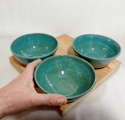 3 קעריות מרק בכחול ירקרק