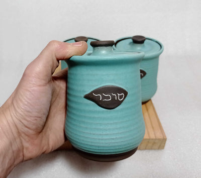 סט קפה, תה וסוכר טורקיז חצי מט
